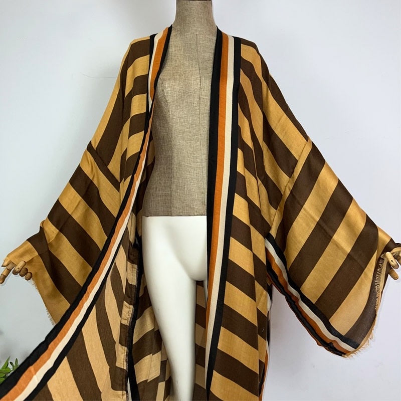 Striped Kimono Cardigan – Timeless Chic Open Front Cover Up