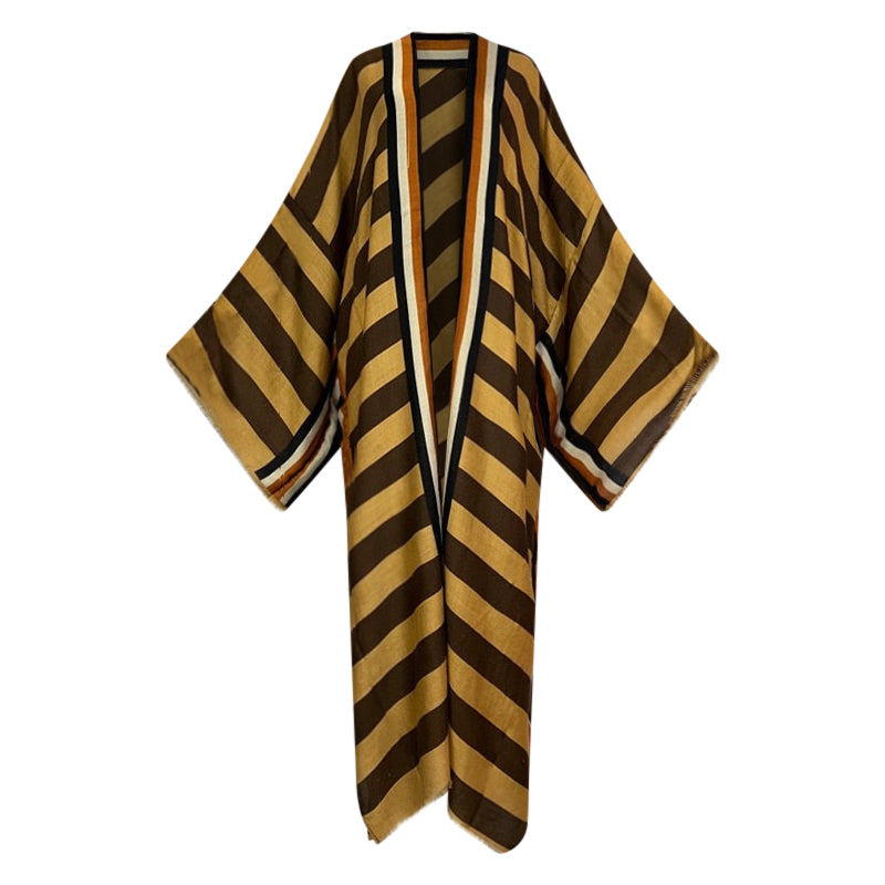 Striped Kimono Cardigan – Timeless Chic Open Front Cover Up