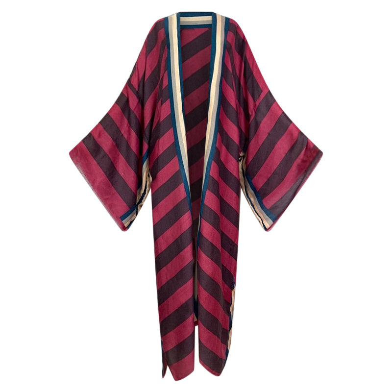 Striped Kimono Cardigan – Timeless Chic Open Front Cover Up
