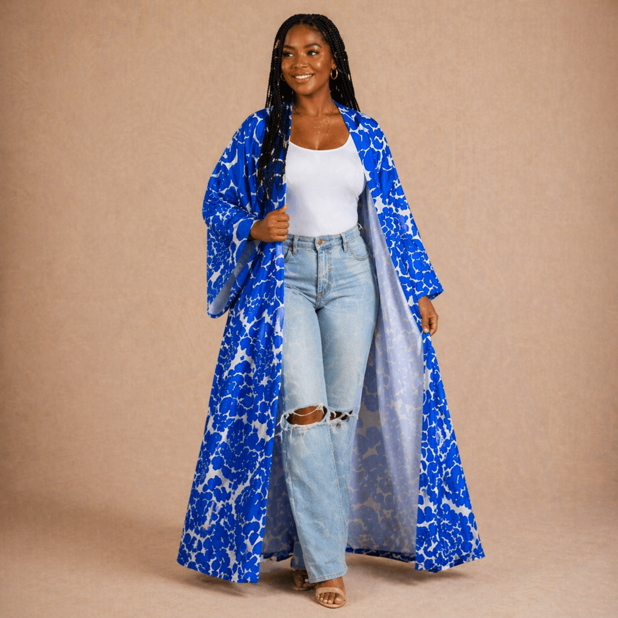 Sapphire Bloom Kimono