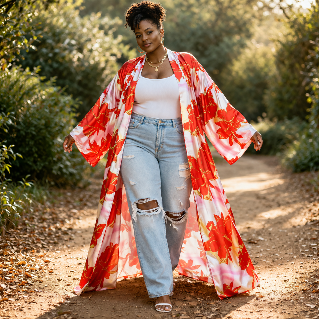 Ember Petals Kimono