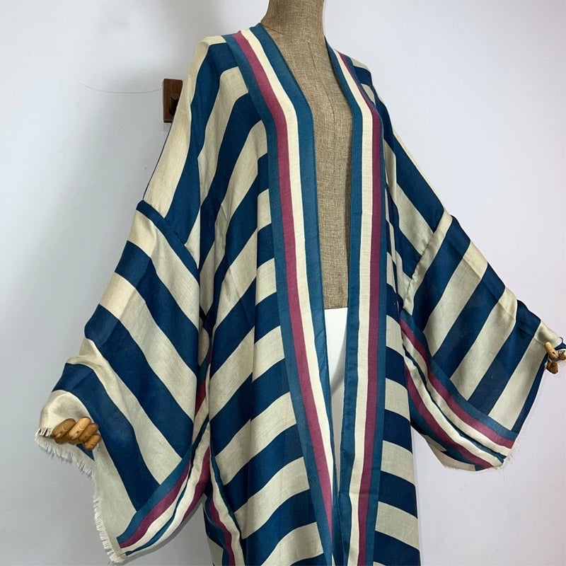 Striped Kimono Cardigan – Timeless Chic Open Front Cover Up